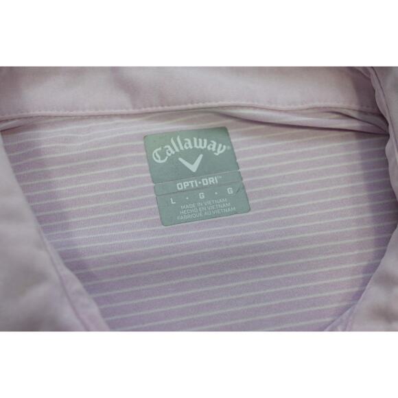 Callaway Golf Polo Opti Dri Striped Short Sleeve Athletic Shirt Mens Sz Large - Picture 7 of 8